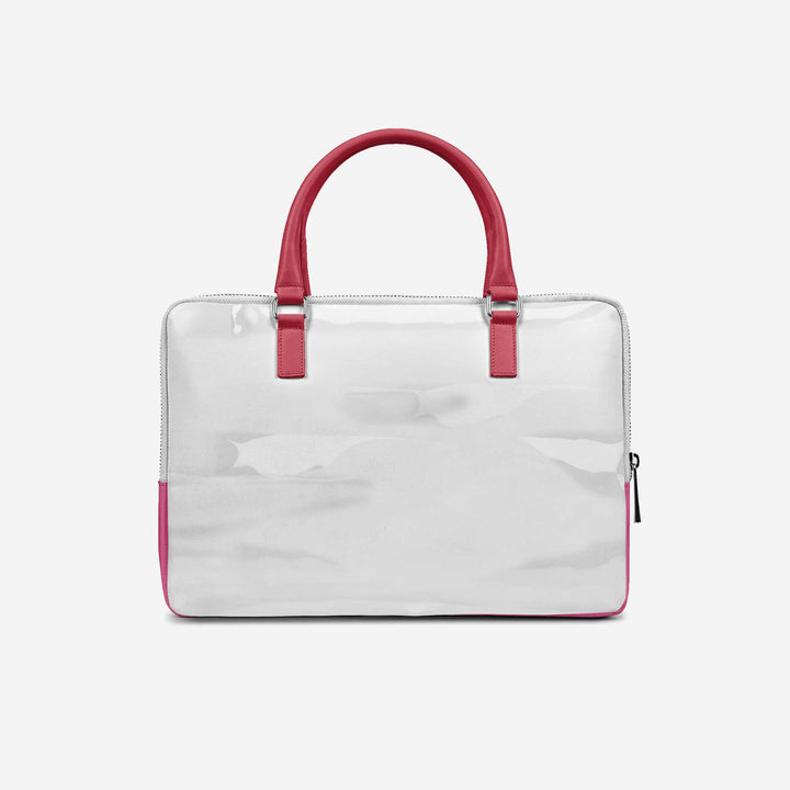 Vegan Designer Luxury Double Pocket Bag 16” BYMANYC ® New York White & Pink