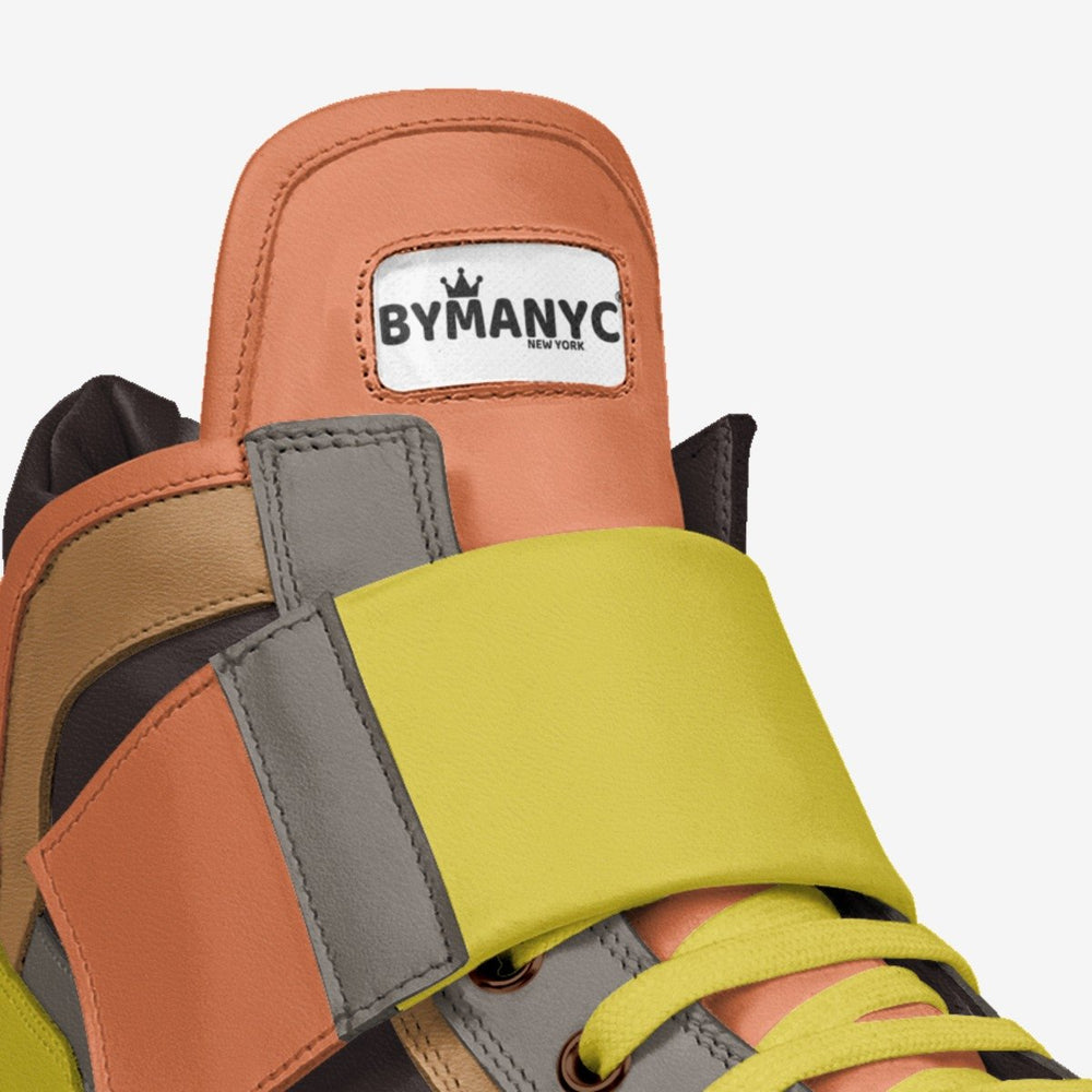 Colorful sneaker with 'BYPANYC' logo on a white background