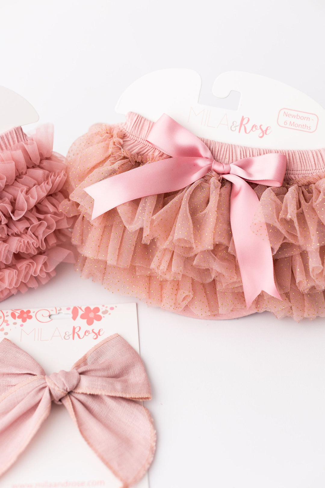 Vintage Pink &amp; Gold Glitter Ruffle Tutu Bloomer