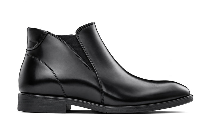 TOTO - W0370 - 2.6 Inches Taller (Black) - Soft Supple Genuine Leather Mid-Top Ankle Zipper Boot