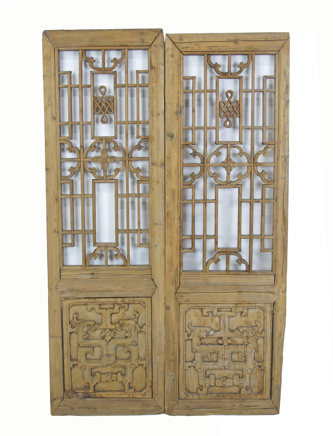 Two Antique Chinese Wood Screen Panels