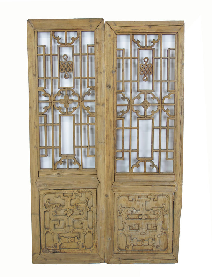 Two Antique Chinese Wood Screen Panels