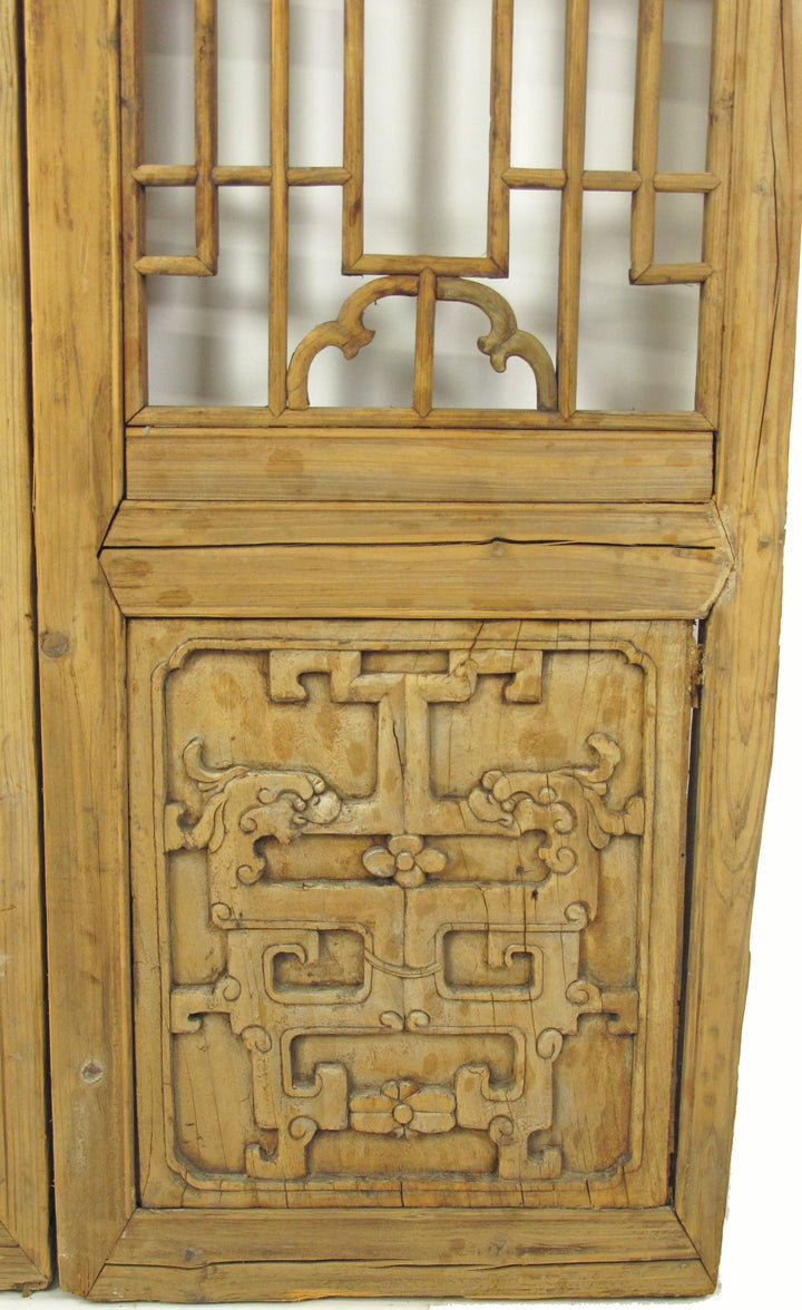 Two Antique Chinese Wood Screen Panels