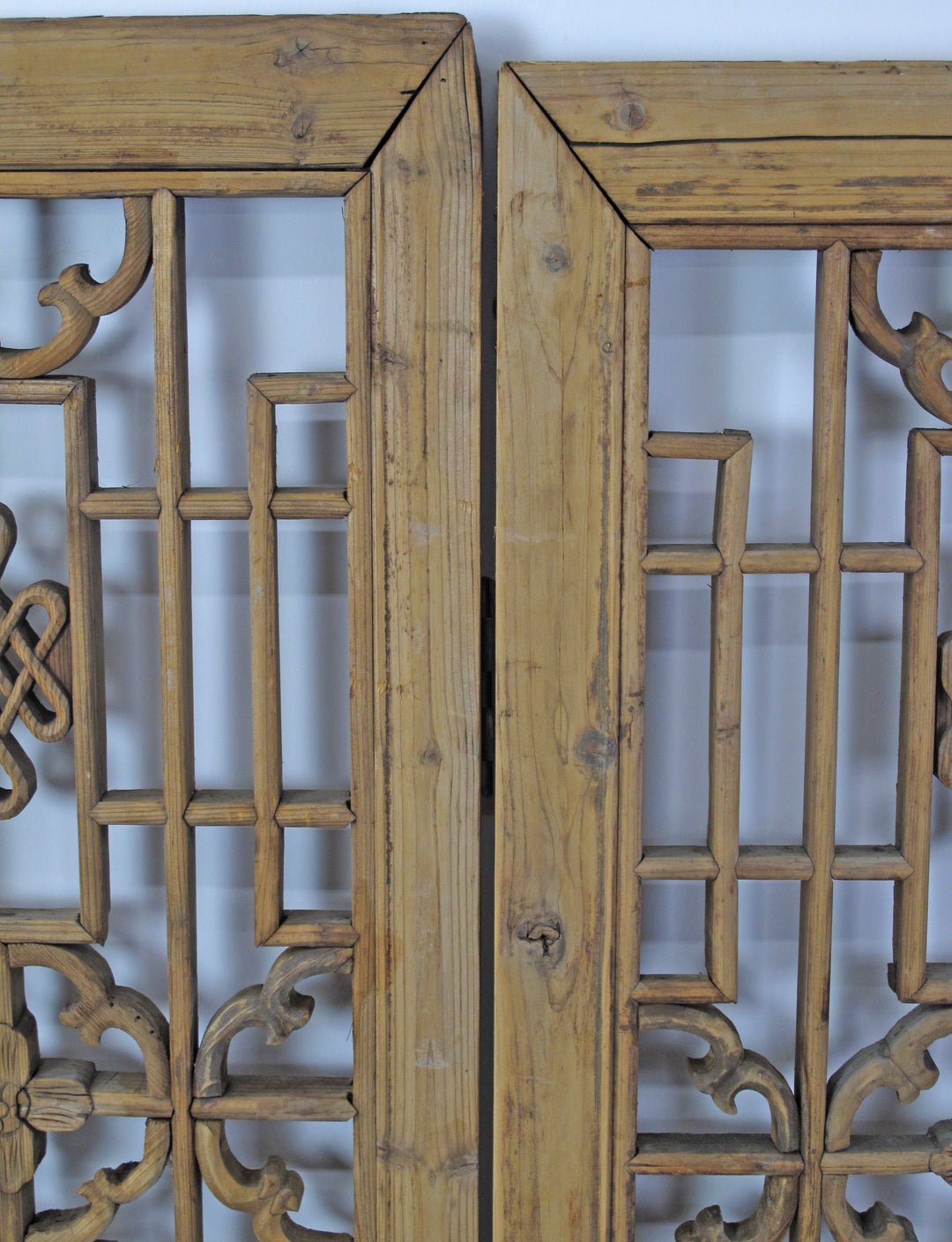 Two Antique Chinese Wood Screen Panels