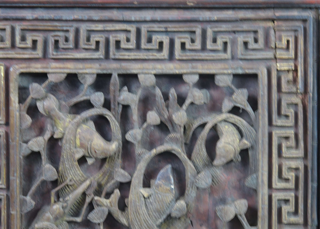 Pair of Hand Carved Antique Chinese Wall Hanging Panel