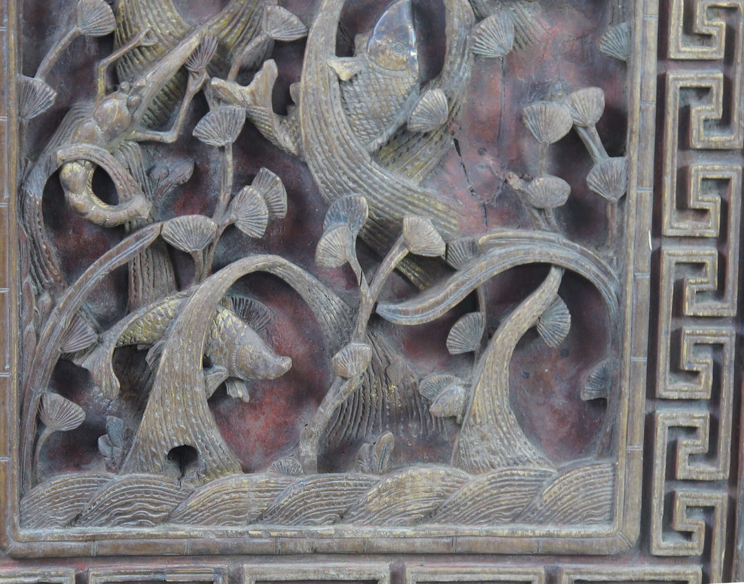 Pair of Hand Carved Antique Chinese Wall Hanging Panel