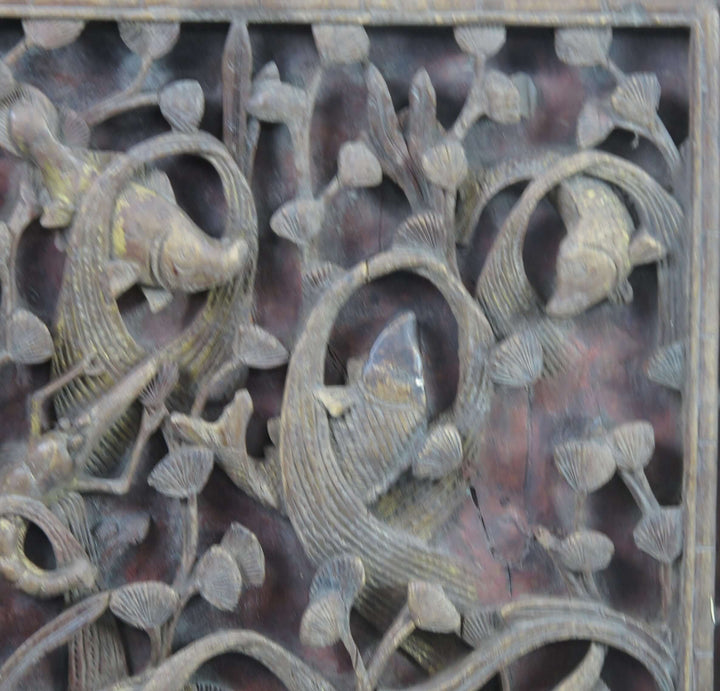 Pair of Hand Carved Antique Chinese Wall Hanging Panel