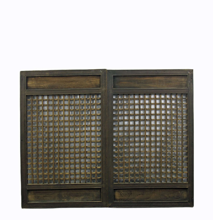 Pair of Antique Chinese Latticed Screen Panel 1
