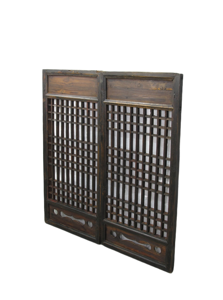 Pair of Vintage Chinese Latticed Screen Panel 1