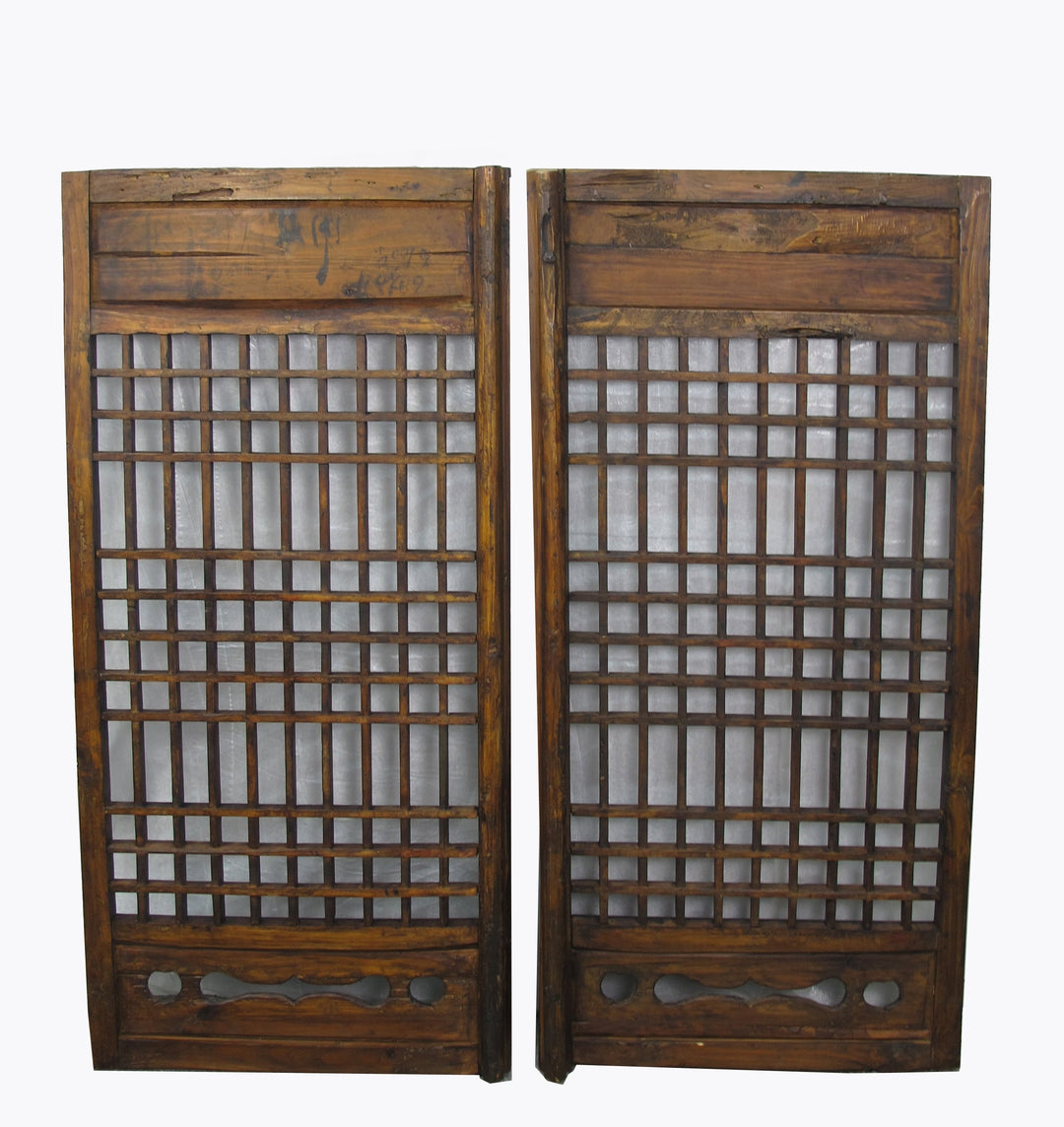 Pair of Vintage Chinese Latticed Screen Panel 1