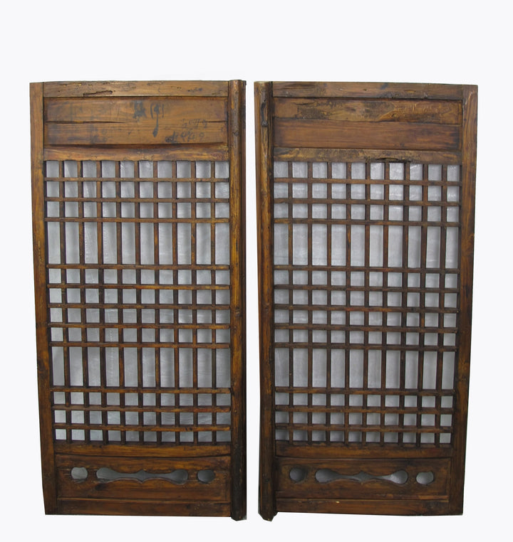 Pair of Vintage Chinese Latticed Screen Panel 1