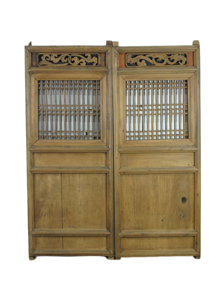 A Pair Antique Chinese Wood Screen Panels 1