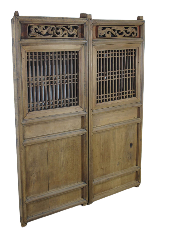 A Pair Antique Chinese Wood Screen Panels 1