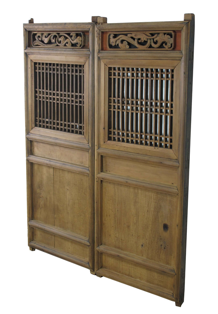 A Pair Antique Chinese Wood Screen Panels 1