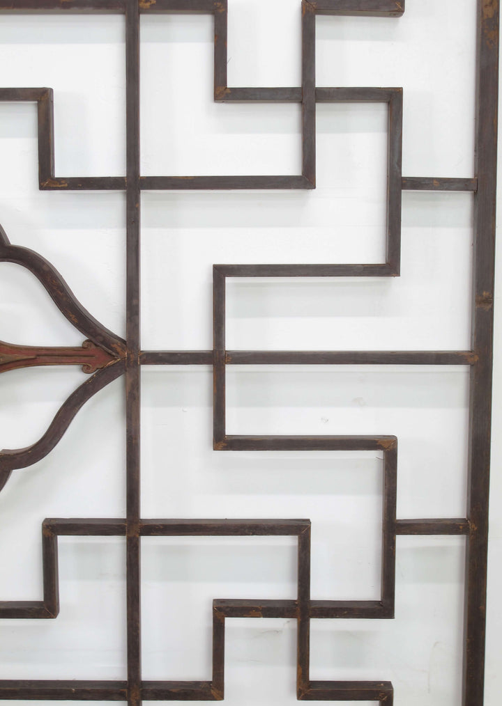 Lotus Antique Chinese Wood Screen Panel