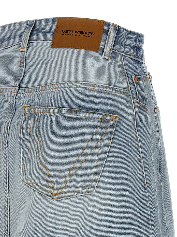 Vetements Women 'Destroyed Denim Maxi Skirt' Skirt