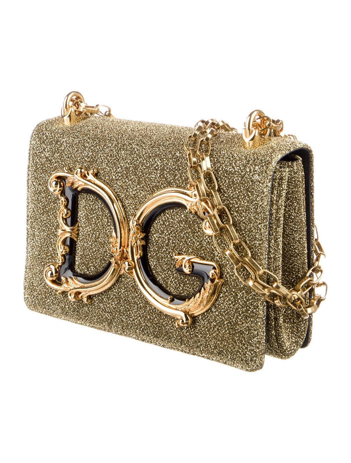 Dolce &amp; Gabbana Girls Baroque Logo Metallic Mini Crossbody Bag