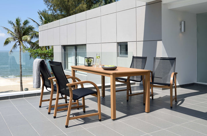 Orlando Wood Table and Manhattan Black Dining Set