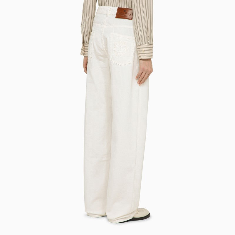 Etro White Denim Baggy Jeans Women