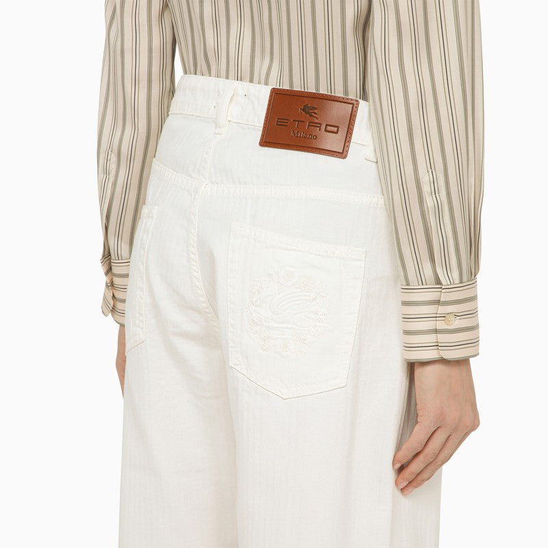 Etro White Denim Baggy Jeans Women