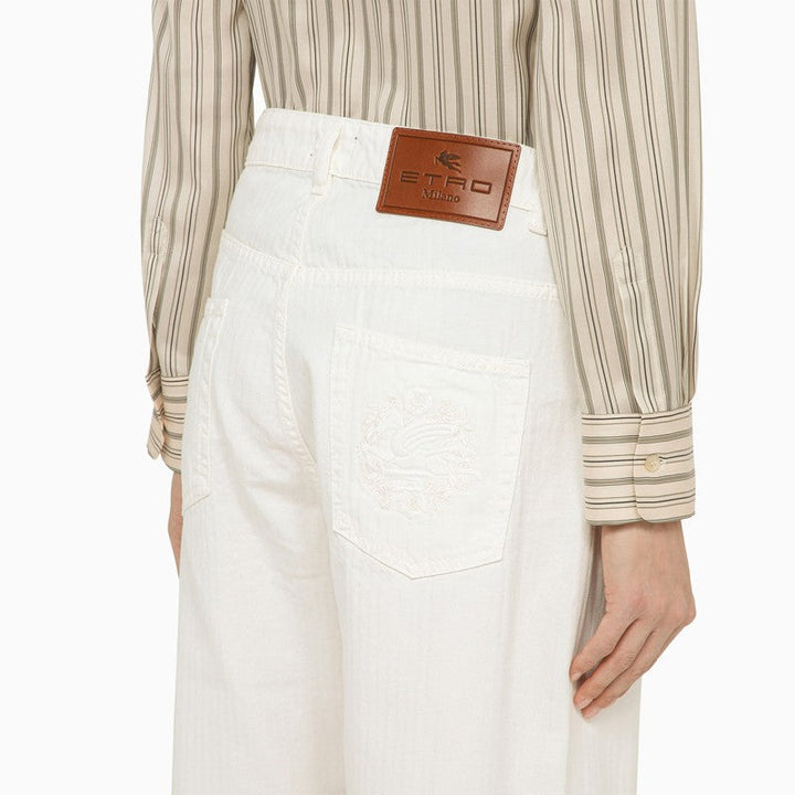 Etro White Denim Baggy Jeans Women