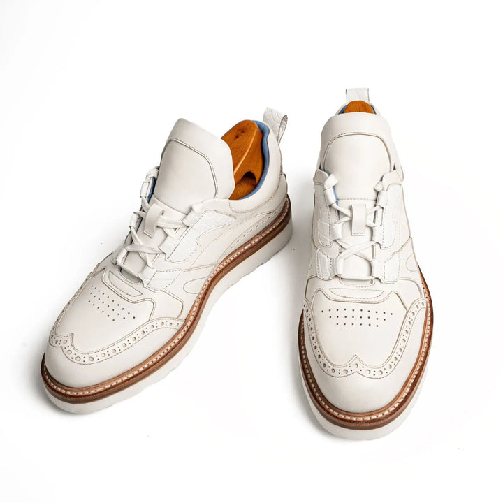 White Wingtip Cow Leather Sneakers