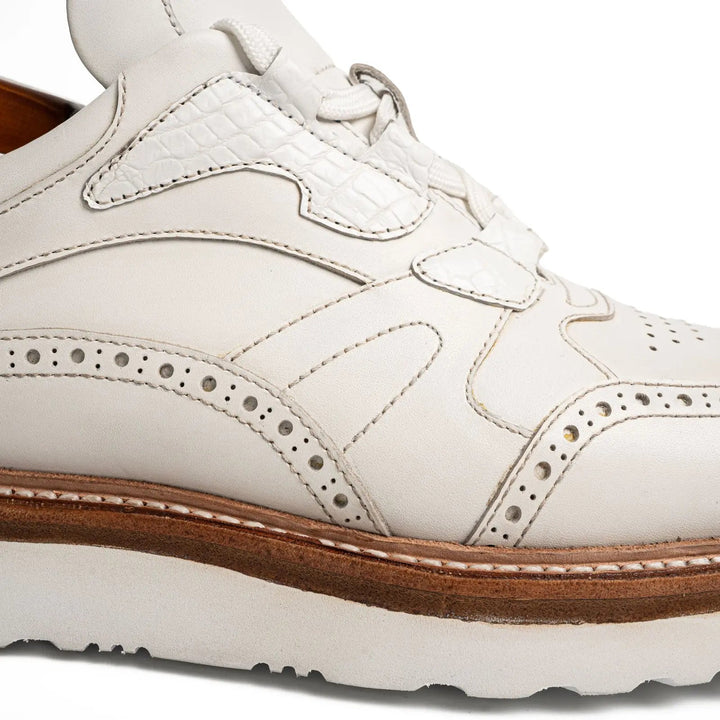 White Wingtip Cow Leather Sneakers