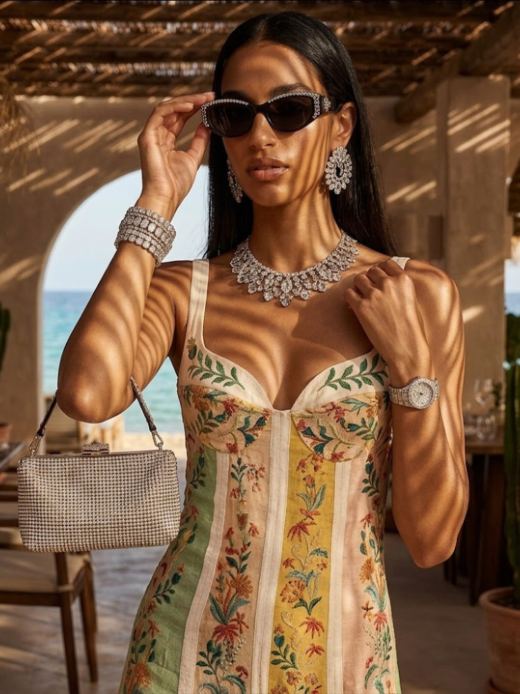 Women Strapless Floral Dress, IBIZA - BYMANYC ® New York