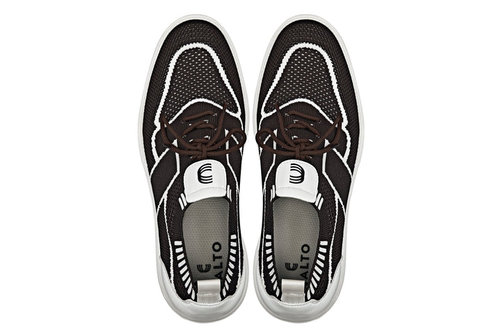 CALTO - X1342 - 2.8 Inches Taller (Mocha Brown/White) - Lace Up Casual Walker - Lightweight
