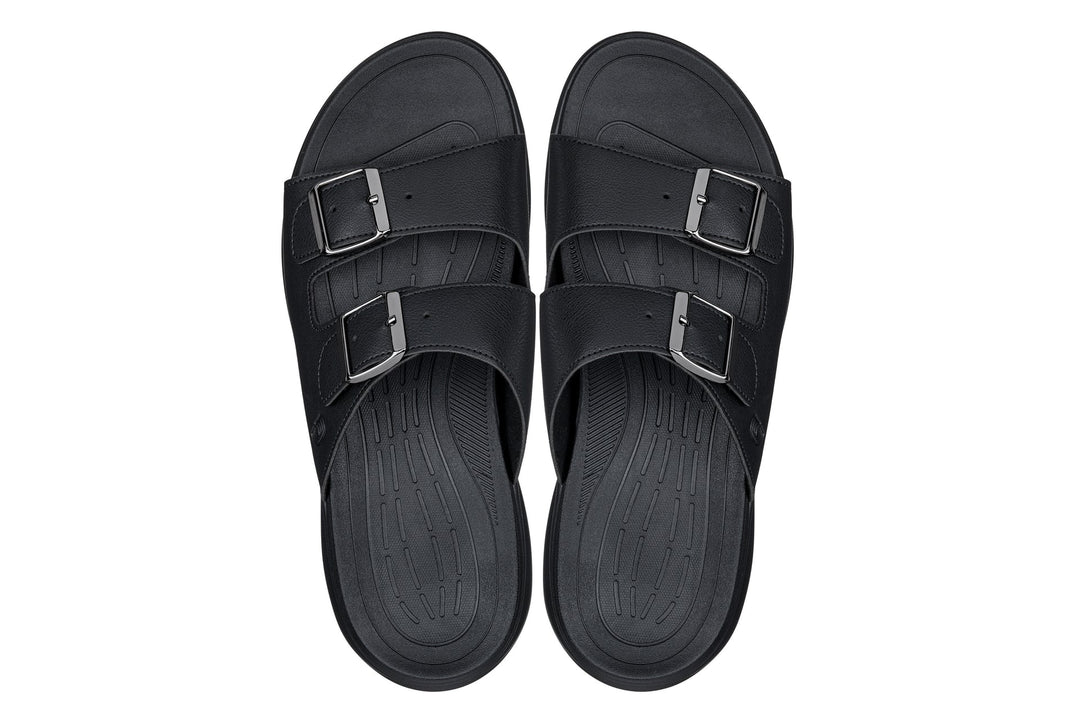 CALTO - X1660 - 2 Inches Taller (Black Buckle) - Dual Adjustable Buckle Sandal