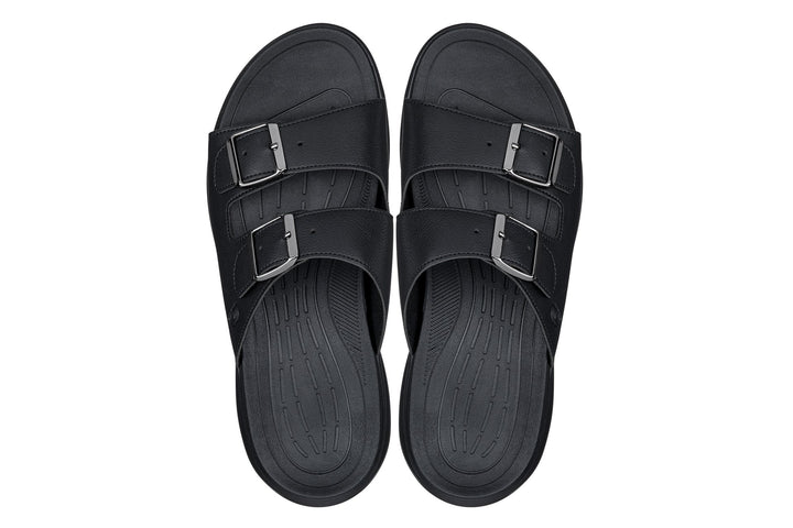 CALTO - X1660 - 2 Inches Taller (Black Buckle) - Dual Adjustable Buckle Sandal