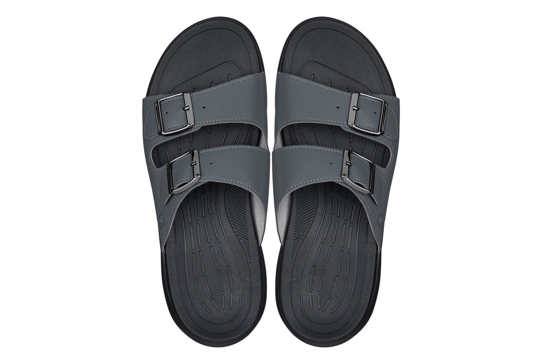 CALTO - X1661 - 2 Inches Taller (Iron Grey Buckle) - Dual Adjustable Buckle Sandals