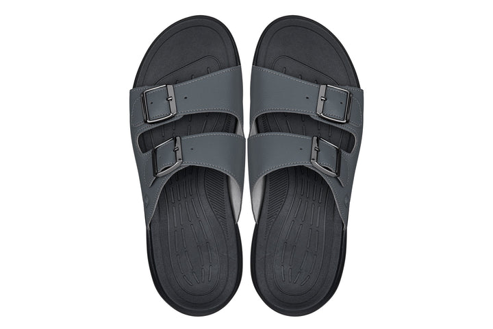CALTO - X1661 - 2 Inches Taller (Iron Grey Buckle) - Dual Adjustable Buckle Sandals