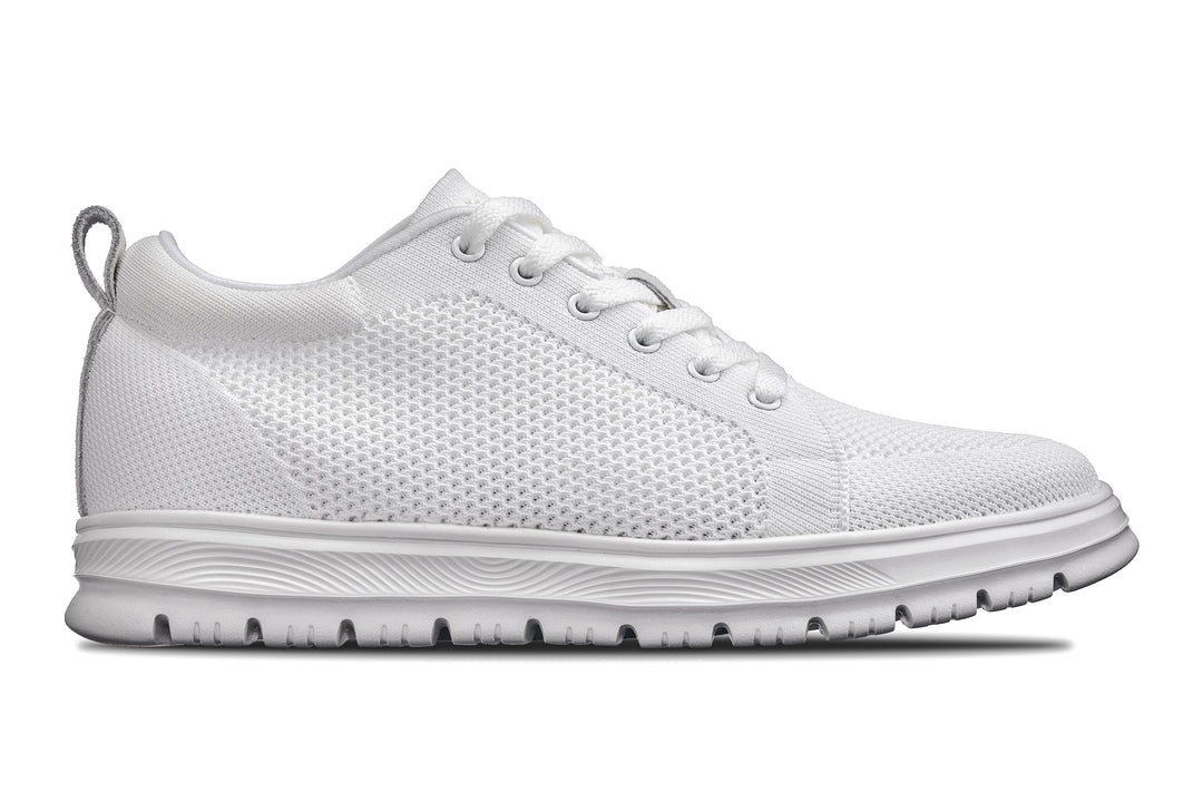 CALTO - X2321 - 2.4 Inches Taller (White/White Sole) - Lace Up Casual Sneaker - Lightweight