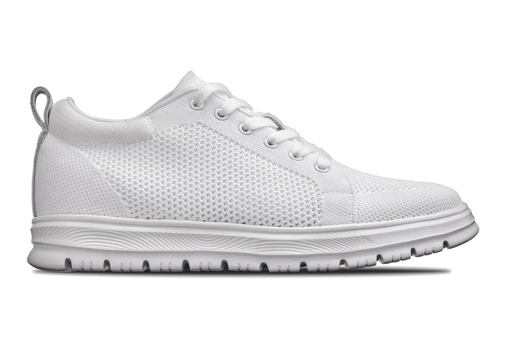 CALTO - X2321 - 2.4 Inches Taller (White/White Sole) - Lace Up Casual Sneaker - Lightweight