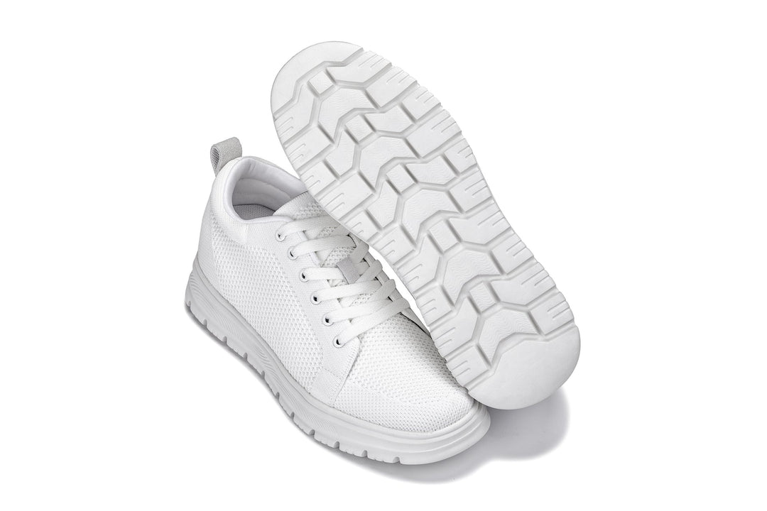 CALTO - X2321 - 2.4 Inches Taller (White/White Sole) - Lace Up Casual Sneaker - Lightweight