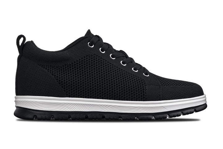 CALTO - X2322 - 2.4 Inches Taller (Black/White &amp; Black Sole) - Lace Up Casual Sneaker - Lightweight