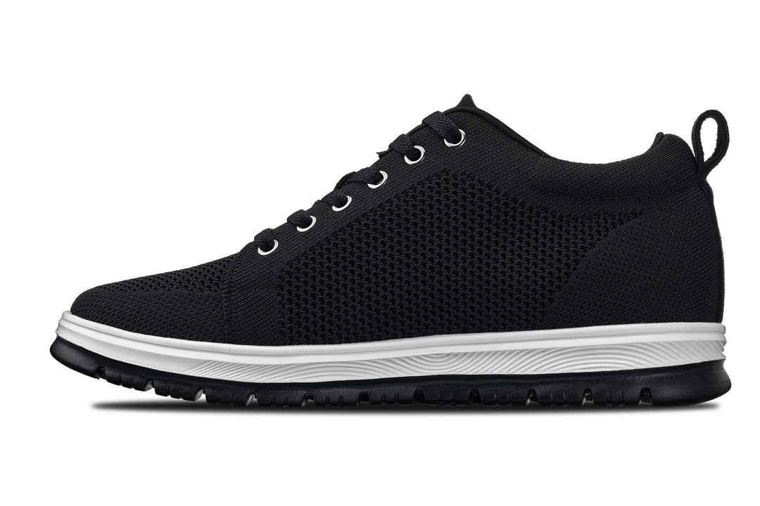 CALTO - X2322 - 2.4 Inches Taller (Black/White &amp; Black Sole) - Lace Up Casual Sneaker - Lightweight