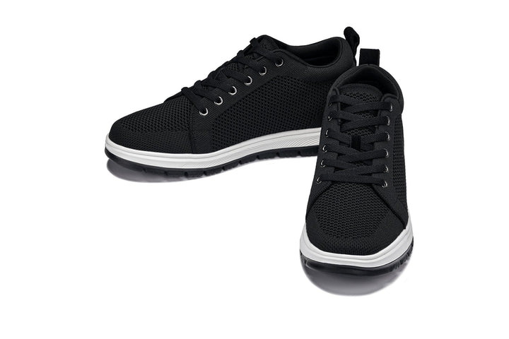 CALTO - X2322 - 2.4 Inches Taller (Black/White &amp; Black Sole) - Lace Up Casual Sneaker - Lightweight