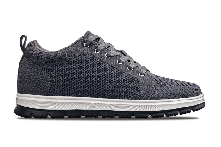 CALTO - X2323 - 2.4 Inches Taller (Iron Grey/White &amp; Black Sole) - Lace Up Casual Sneaker - Lightweight