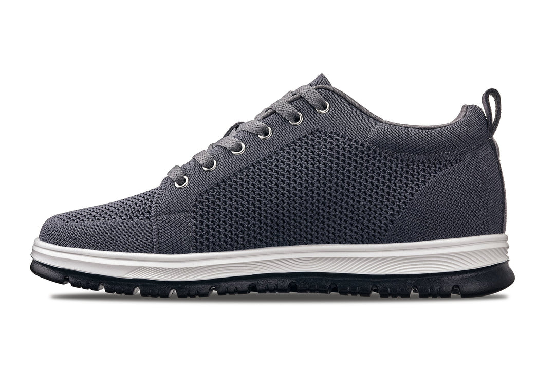 CALTO - X2323 - 2.4 Inches Taller (Iron Grey/White &amp; Black Sole) - Lace Up Casual Sneaker - Lightweight