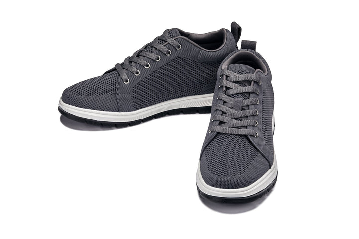 CALTO - X2323 - 2.4 Inches Taller (Iron Grey/White &amp; Black Sole) - Lace Up Casual Sneaker - Lightweight