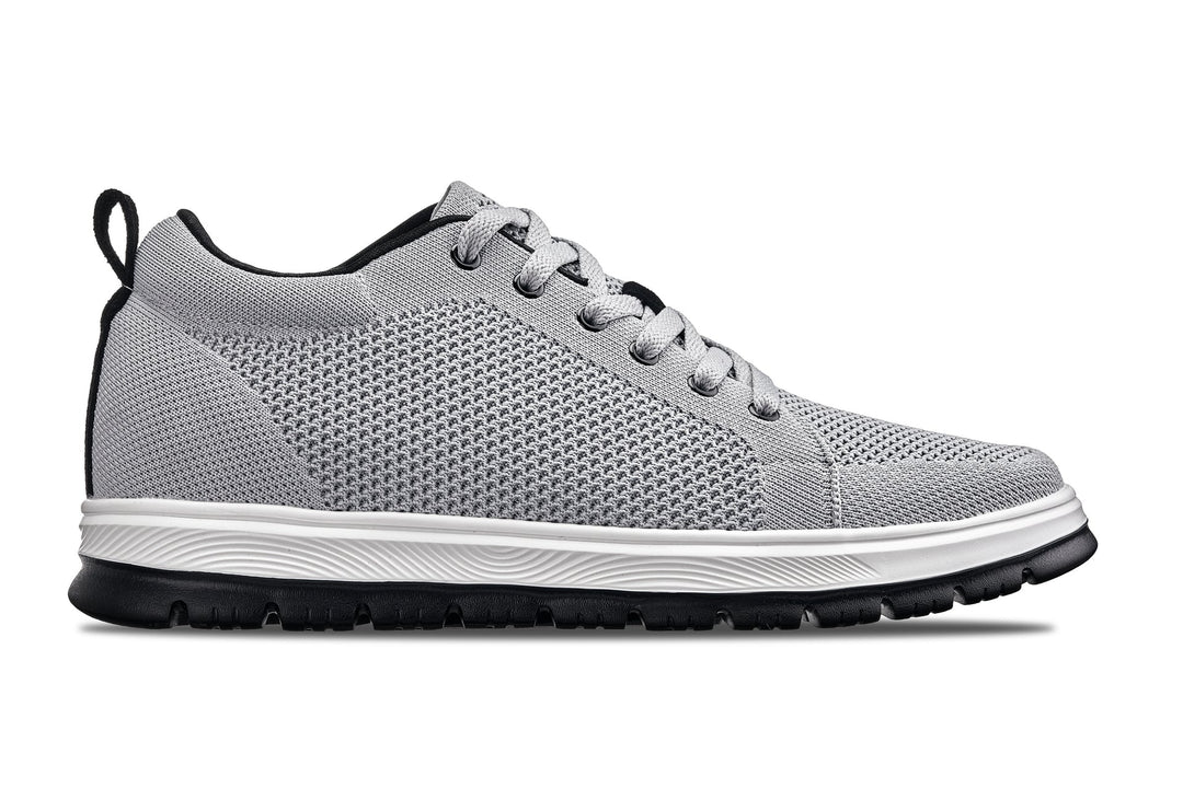 CALTO - X2324 - 2.4 Inches Taller (Pewter Grey/White &amp; Black Sole) - Lace Up Casual Sneaker - Lightweight