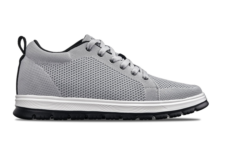CALTO - X2324 - 2.4 Inches Taller (Pewter Grey/White &amp; Black Sole) - Lace Up Casual Sneaker - Lightweight