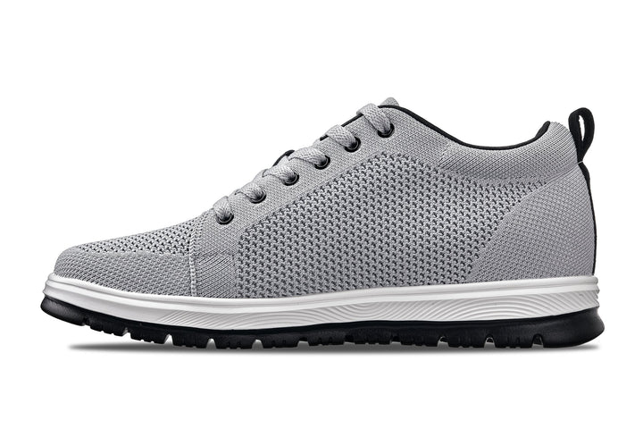 CALTO - X2324 - 2.4 Inches Taller (Pewter Grey/White &amp; Black Sole) - Lace Up Casual Sneaker - Lightweight