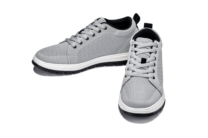 CALTO - X2324 - 2.4 Inches Taller (Pewter Grey/White &amp; Black Sole) - Lace Up Casual Sneaker - Lightweight