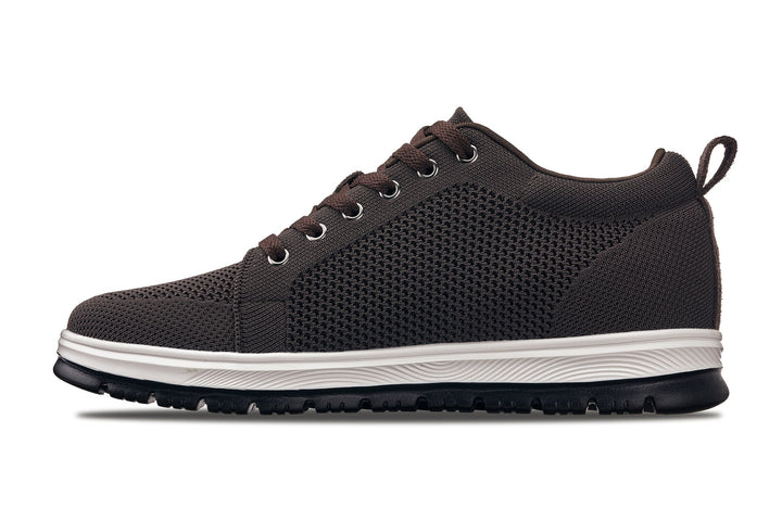 CALTO - X2325 - 2.4 Inches Taller (Dark Brown/White &amp; Black Sole) - Lace Up Casual Sneaker - Lightweight