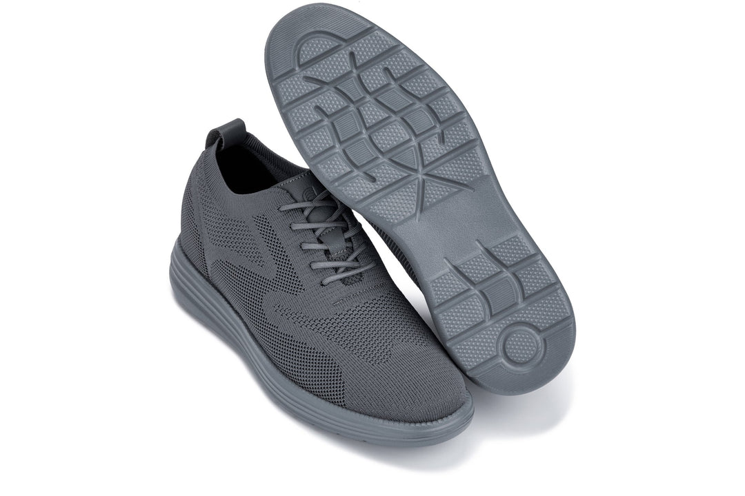 CALTO - X2641 - 2.8 Inches Taller (Iron/Dark Grey Sole) - Lace Up Casual Walker - Lightweight