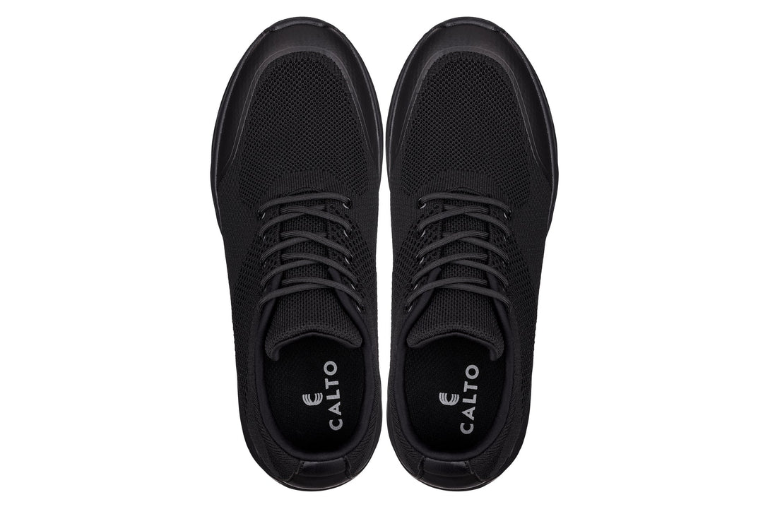 CALTO - X2690 - 2.8 Inches Taller (Black/Black Sole) - Lightweight Sporty Sneakers