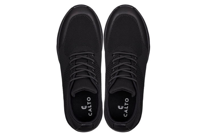 CALTO - X2690 - 2.8 Inches Taller (Black/Black Sole) - Lightweight Sporty Sneakers